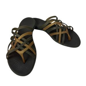 CROCS Huarache Woven Strappy Jelly Flat Slide Sandals 9